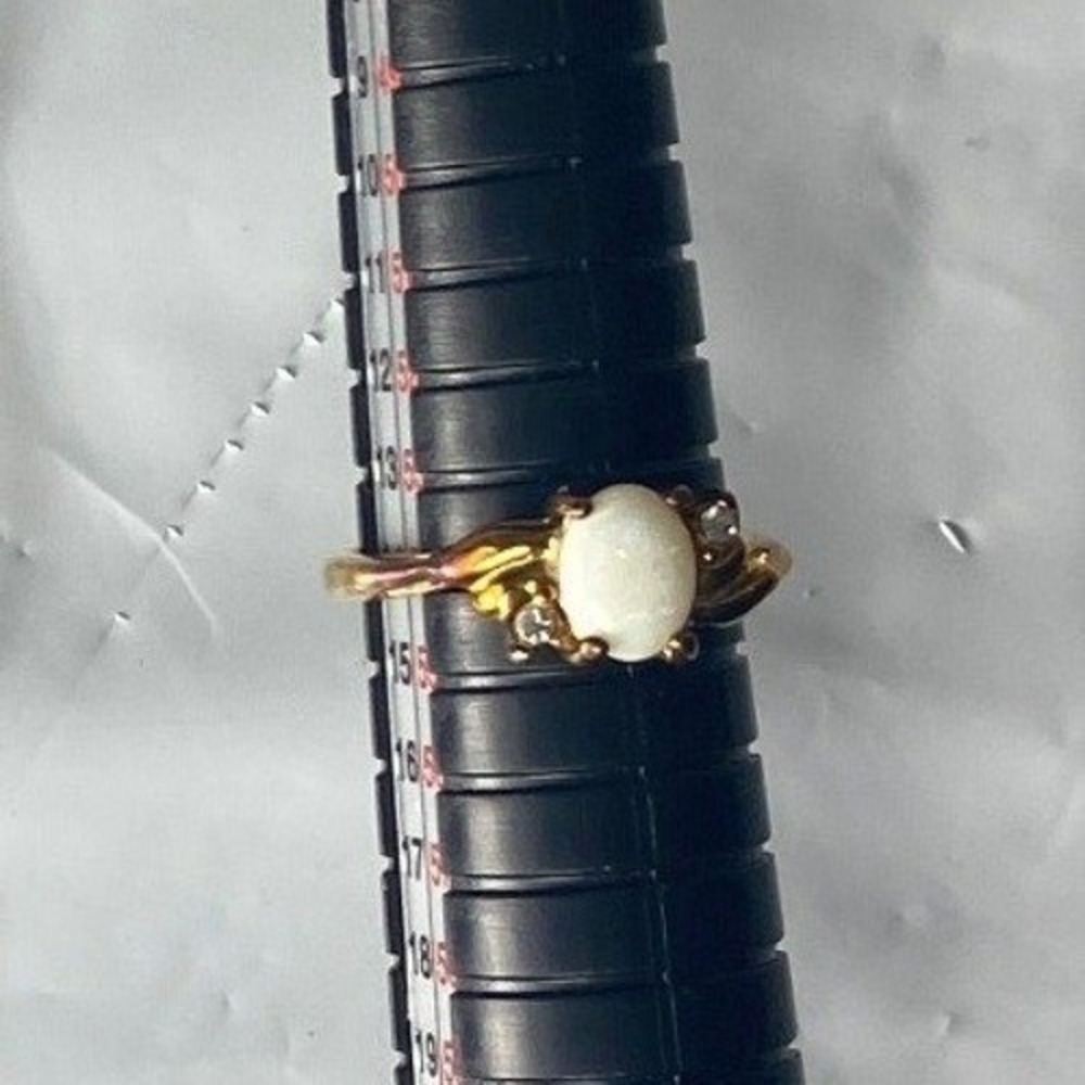 Gold Tone White Pearl Wire Wrapped Ring Women's Size 3 Adjustable Boho